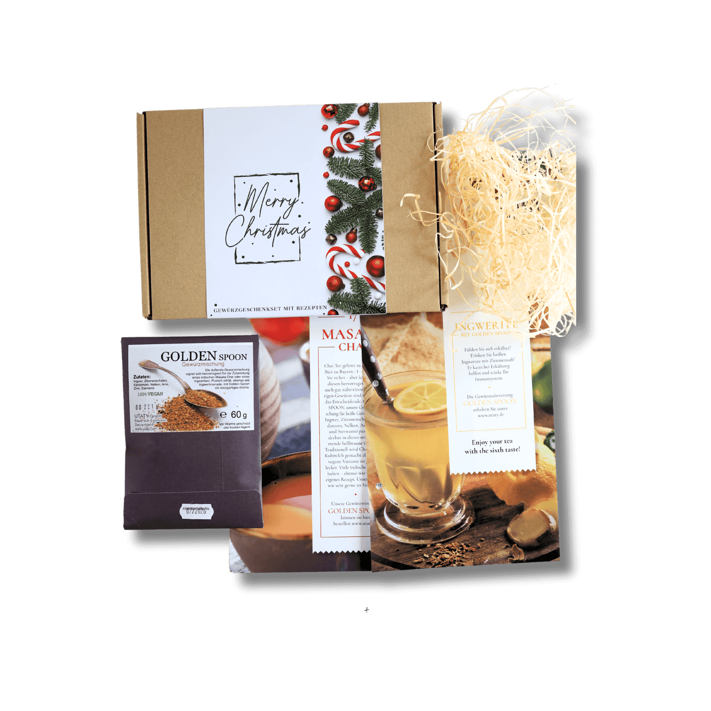 Kleine Weihnachts-Gewürzbox mit Golden Spoon